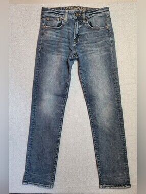 American Eagle Men's Blue Slim Straight Jeans Size 28/32 Honeycomb Whiskering!